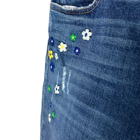Alice & Olivia Floral Embroidered Jeans High Rise Girlfriend Slim 28 - Picture 6 of 13